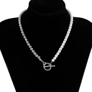 Silver Plated Beaded Pearl Choker Necklace